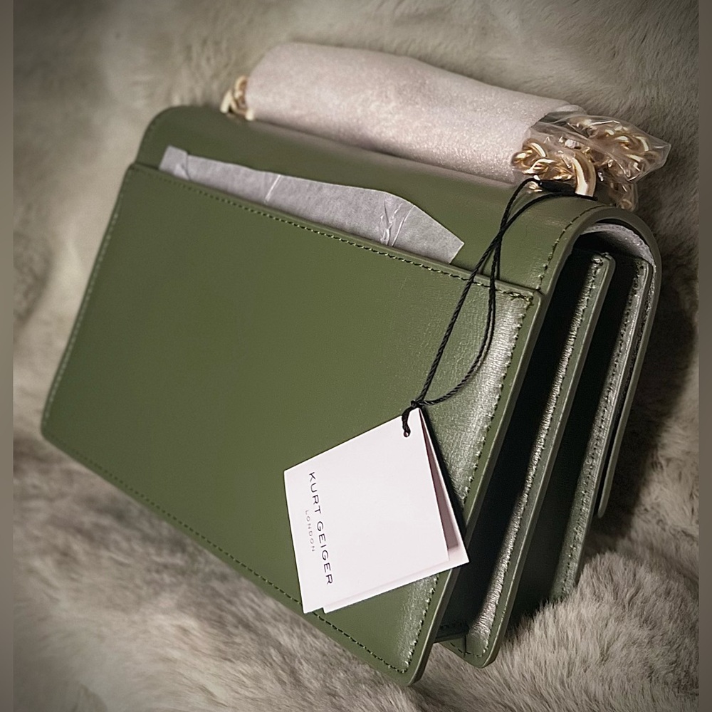 Kurt Geiger -NWT- Green Leather Shoreditch Crossbody Bag - Picture 5 of 11